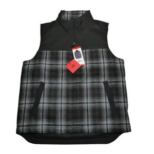 Pendleton Vest Mens Medium Gray Plaid Wool‎ Quilted Full Zip Insulated Outdoor